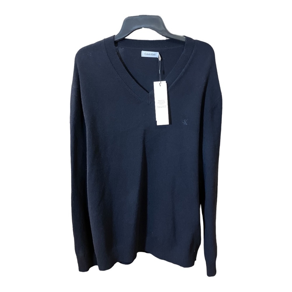 Calvin Klein merino wool recycled nylon black men’s sweater size XL